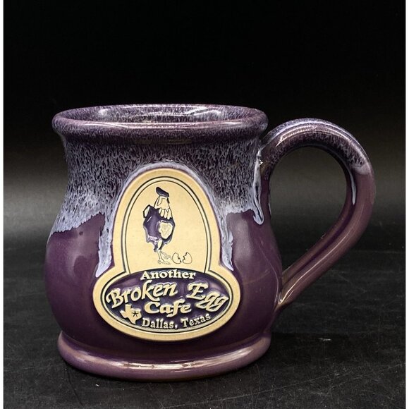 2012 Deneen Pottery Another Broken Egg Cafe Lilac Purple Mug Dallas Texas - Picture 10 of 12